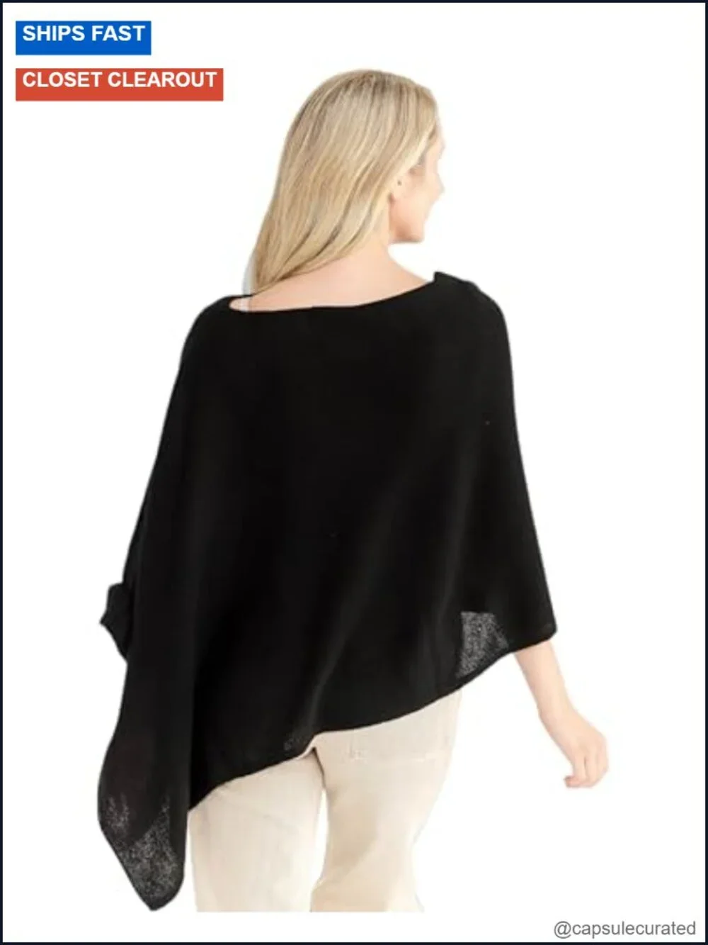 100% Cashmere Dress Topper Poncho Wrap Cape Shawl
